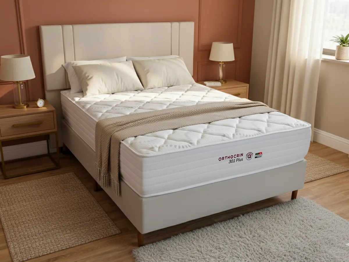 Colchão de molas ensacadas Orthocrin Série 301 Plus em quarto montado