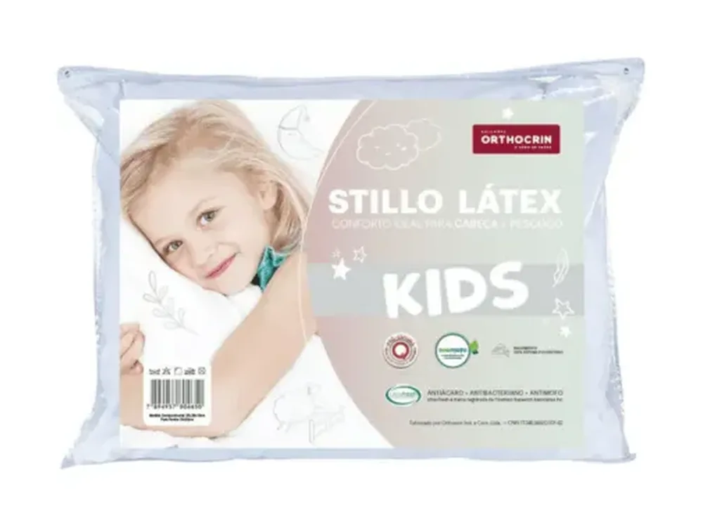 Travesseiro infantil Stillo Látex Kids Orthocrin, da linha infantil